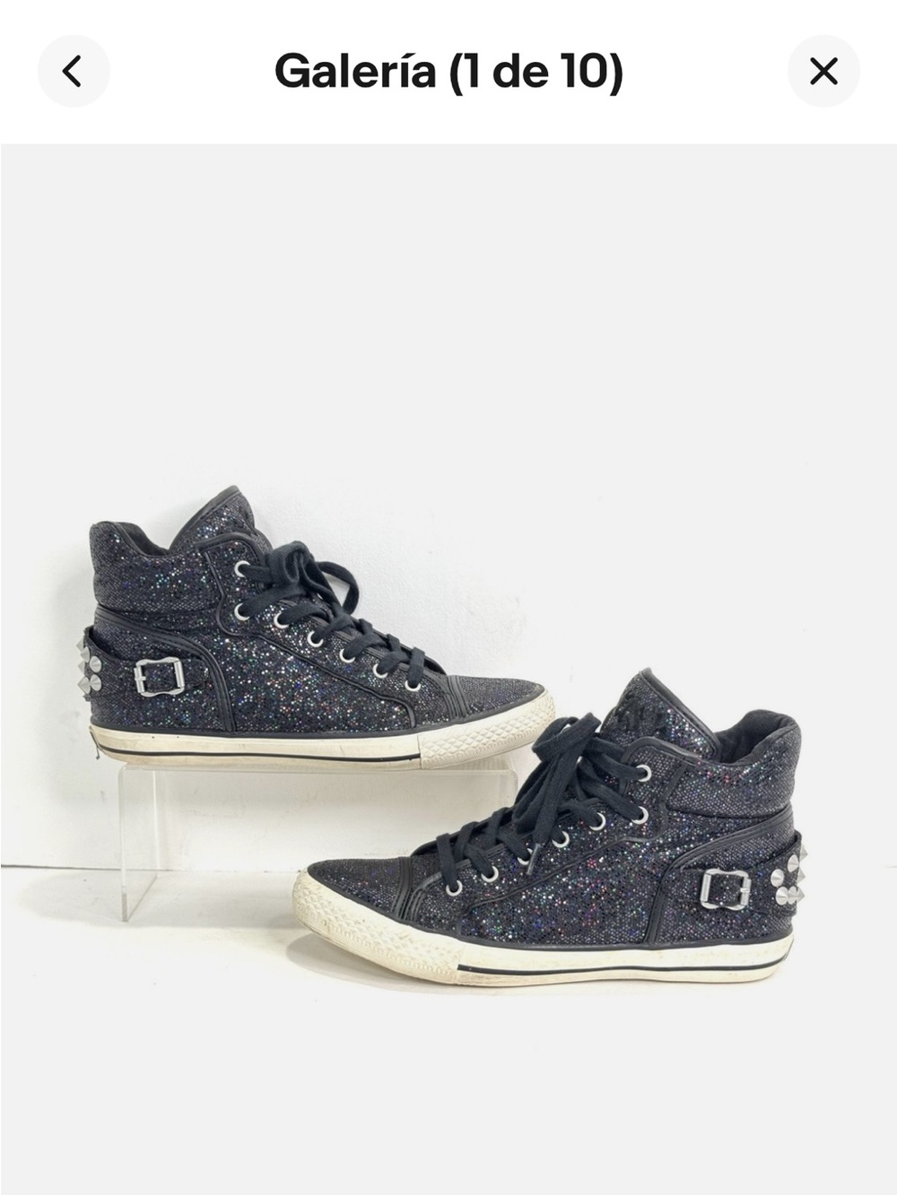 Ash Black Glitter High-Top Sneakers, US7